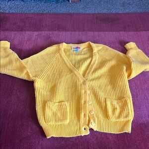 Sam & Max Vintage Bright Yellow Cardigan Sweater 90’s Made in Honk Kong
